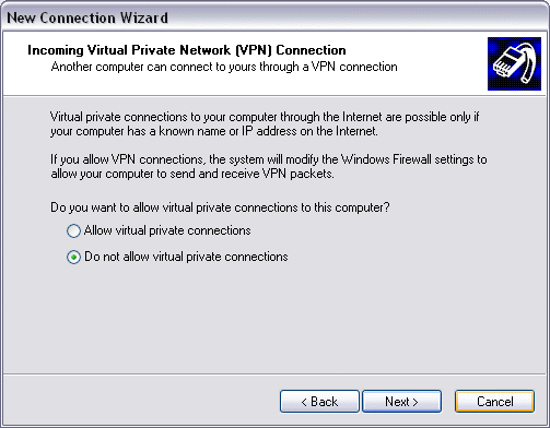 Einrichten einer eingehenden analogen Modemverbindung unter Windows XP 4: