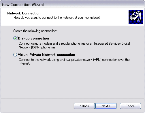 Einrichten einer ausgehenden analogen Modemverbindung unter Windows XP 2: