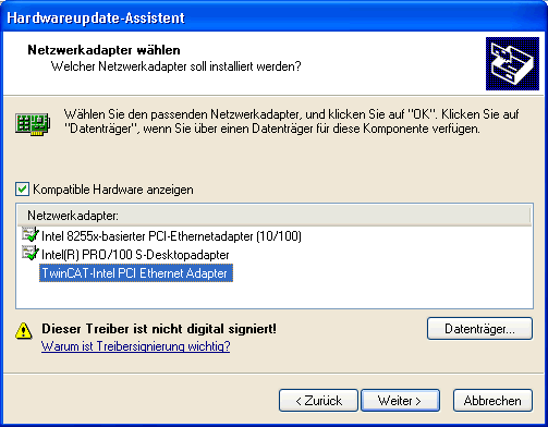 TwinCAT Ethernet Treiber - Installation 6: