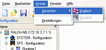 Hauptmenü 'Extras' 1: