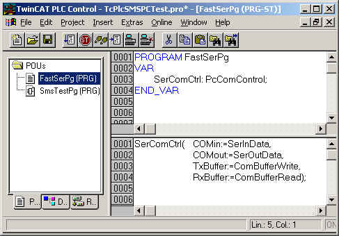 Verschicken einer SMS mit Funktionsbaustein auf PC über die serielle Schnittstelle des PCs 2: