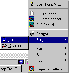 Menü des TwinCAT System Service 3: