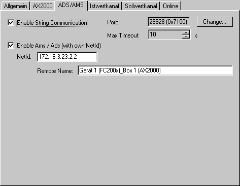 ADS/AMS-Einstellungen bei E/A-Geräten 1: