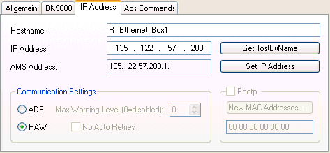 Karteireiter "IP Address" 1: