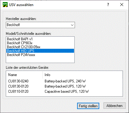 Konfiguration der HID UPS 2: