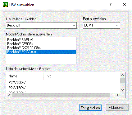 Konfiguration der Beckhoff P24Vxxxx USV 2: