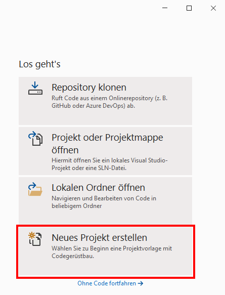 Neues Projekt anlegen 5: