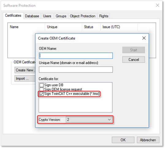Erstellung der Certificate Request Datei für TC0008 5: