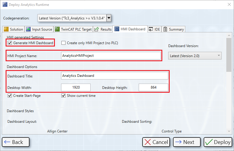 HMI One-Click Dashboard 4: