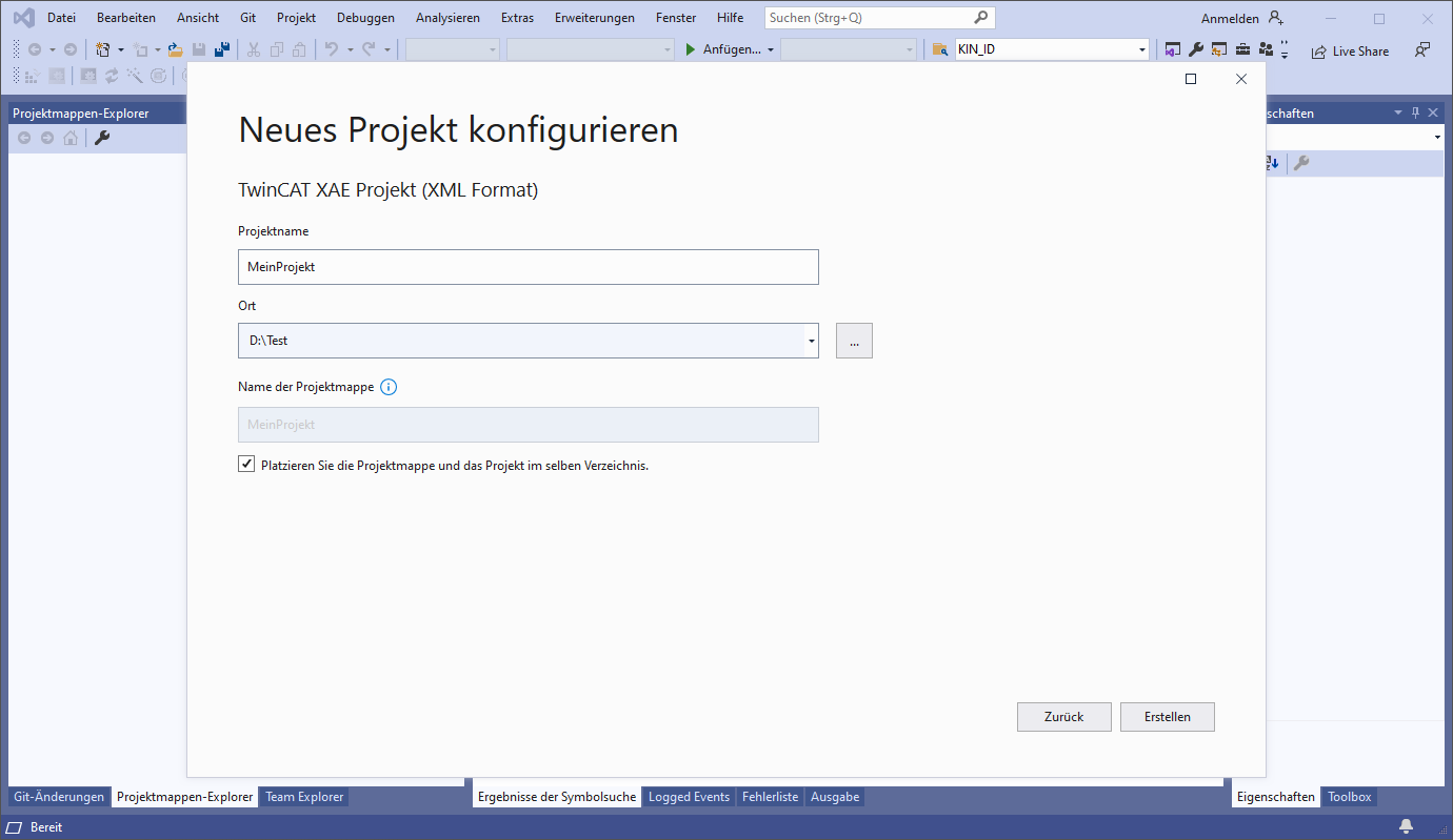Neues Projekt anlegen 2: