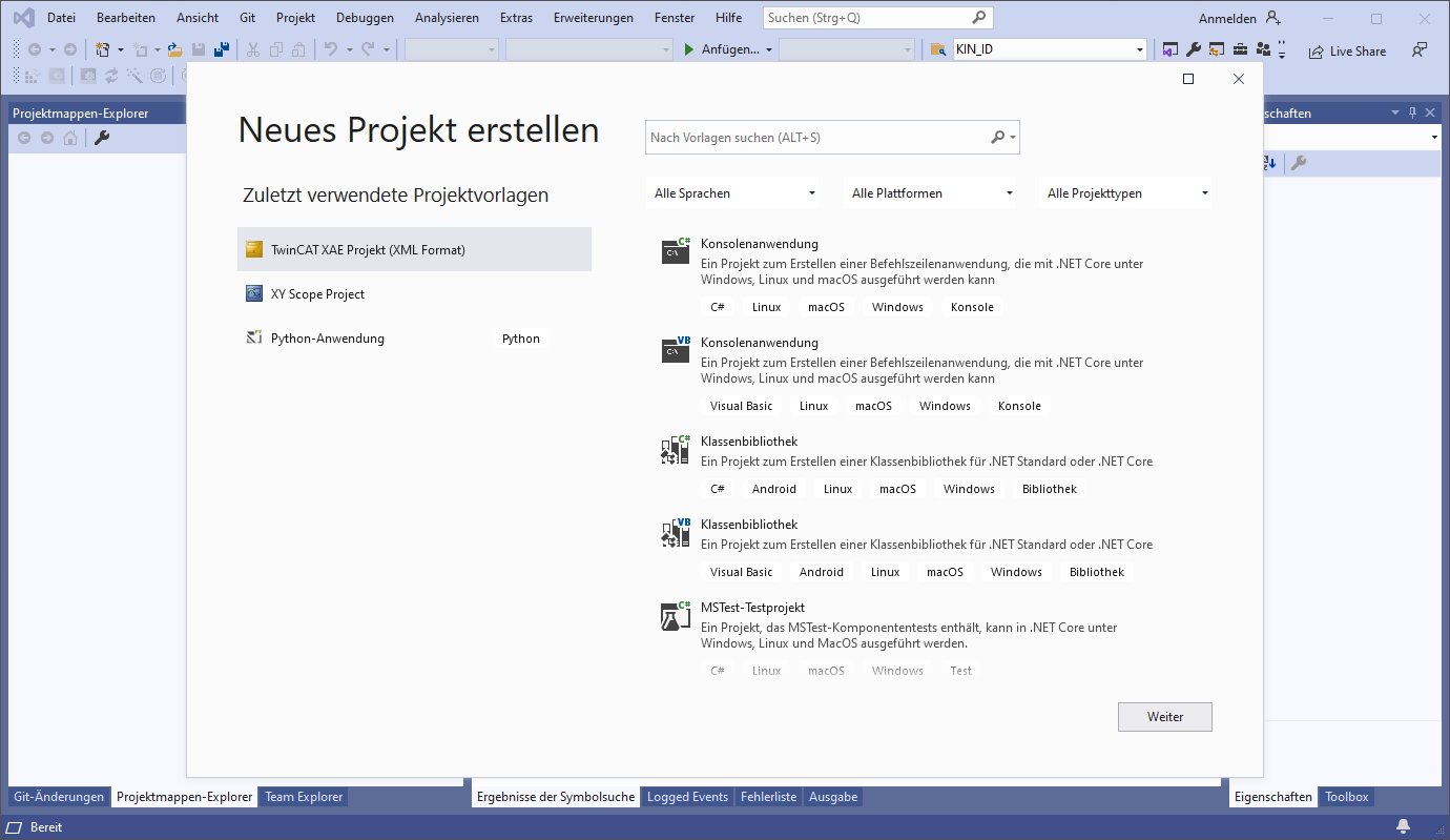 Neues Projekt anlegen 1:
