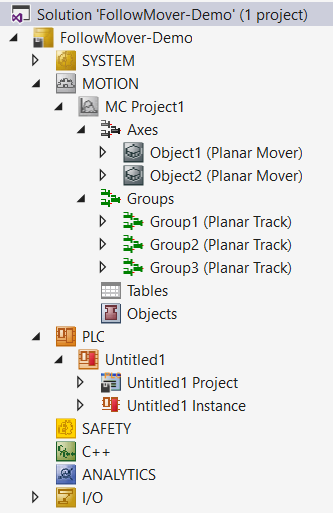 Beispiel „Planar-Mover durch ein Track-Netzwerk folgen“ 1: