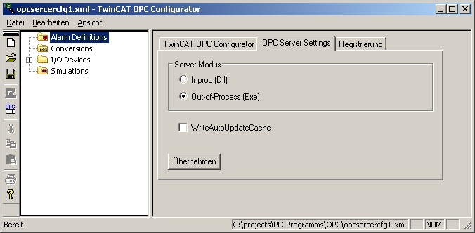 Ausführungsmodi des TwinCAT OPC Server (EXE / DLL) 2: