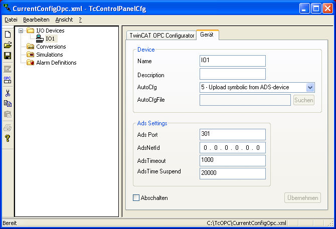 Datenübernahme aus I/O-Task 4: