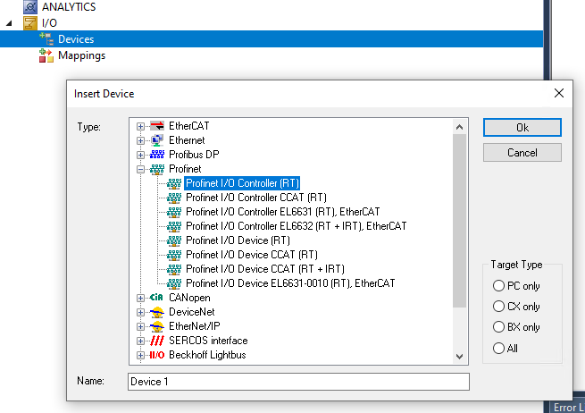 Einbindung über eine RealTimeEthernet-Schnittstelle 1: