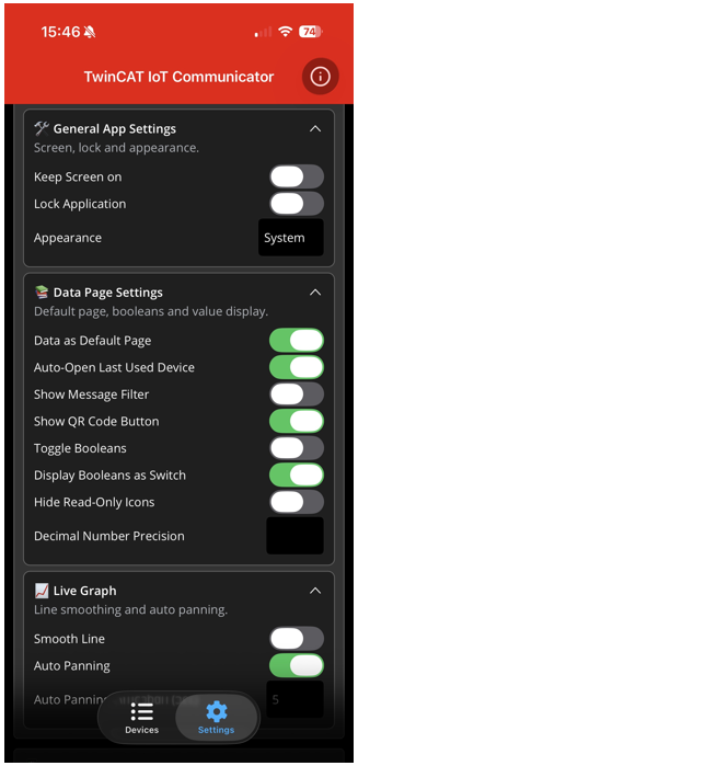 App-Einstellungen 1: