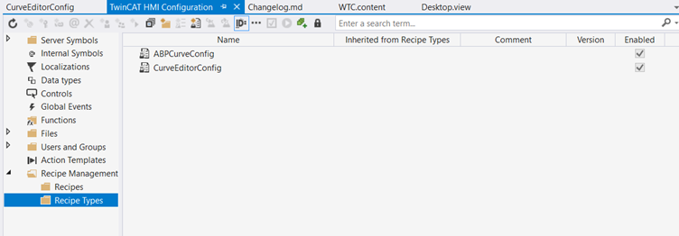 Verwendung der Rezeptverwaltung mit dem Kurveneditor 2: