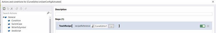 Verwendung der Rezeptverwaltung mit dem Kurveneditor 6: