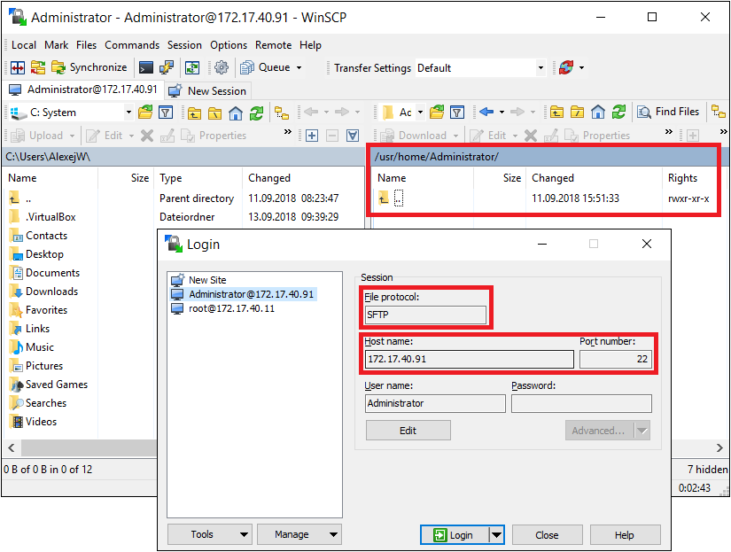 WinSCP-Client starten und einsetzen 1: