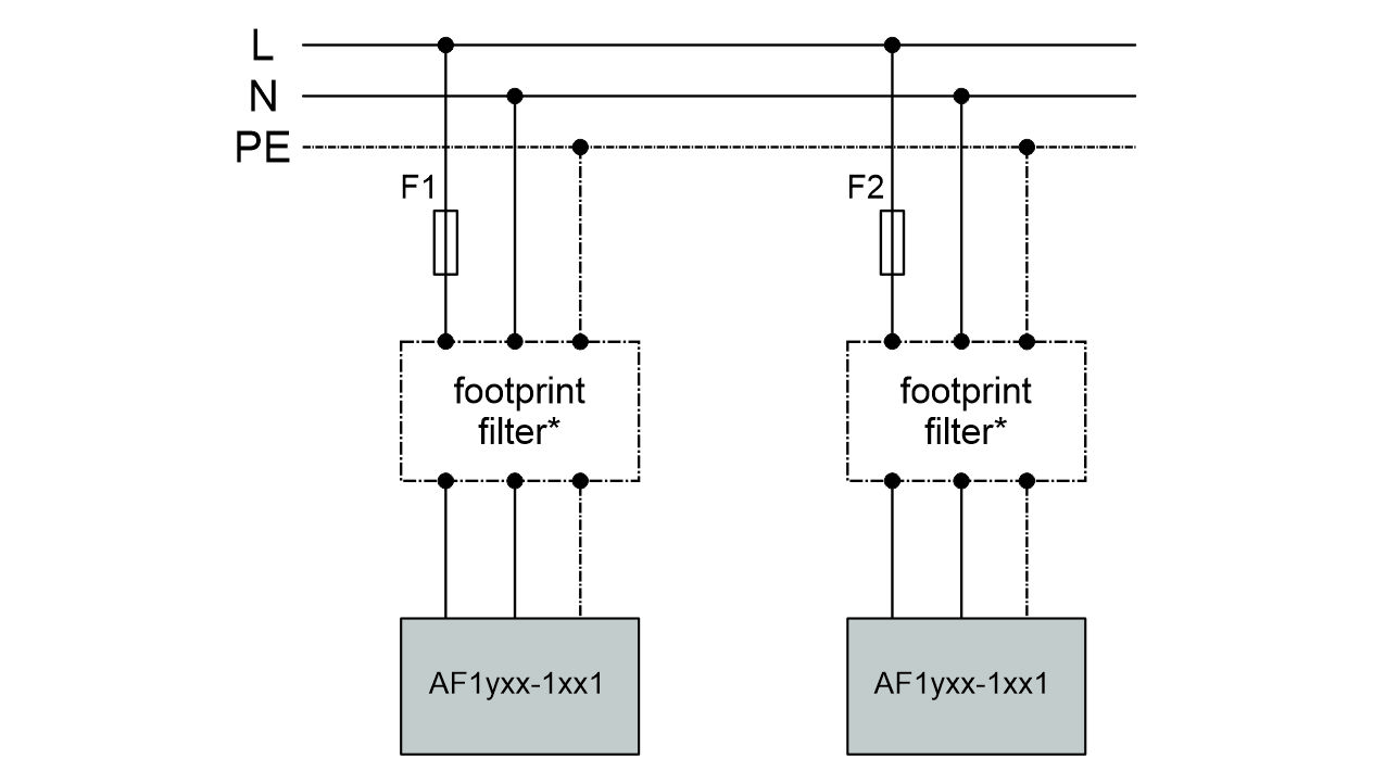 single-phase mains connection 1: