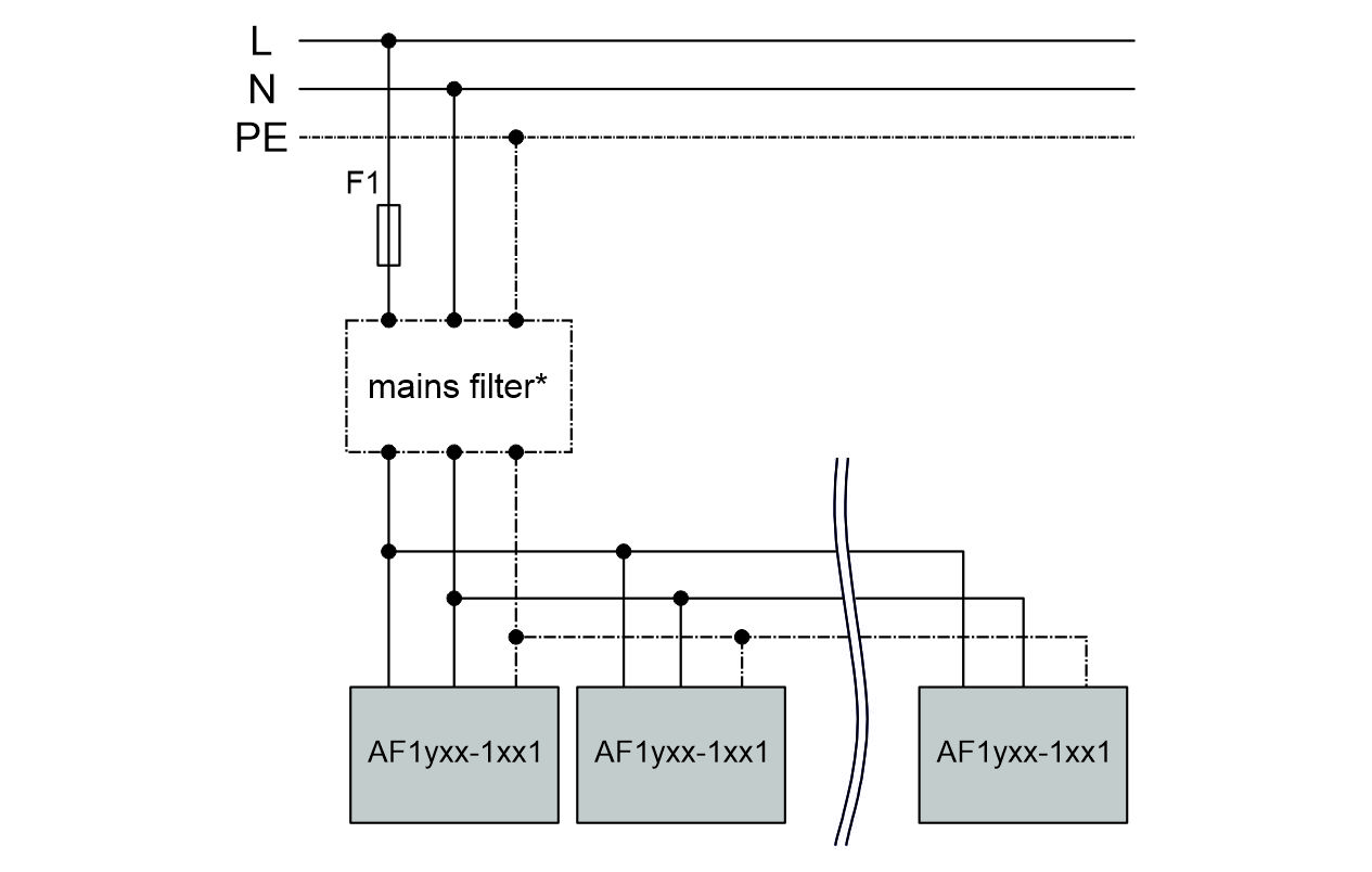 single-phase mains connection 2: