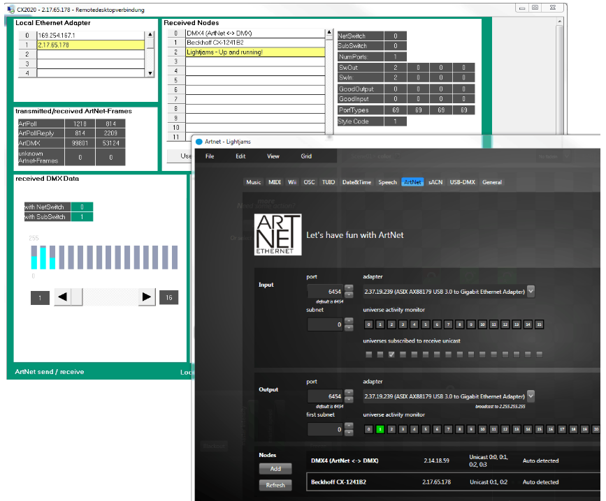 Art-Net Send / Receive in Unicast mode 1: