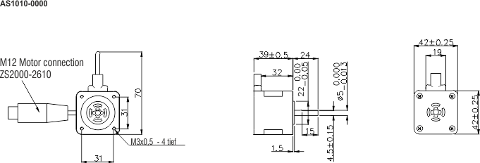 Dimensional drawing AS1010-0000 1: