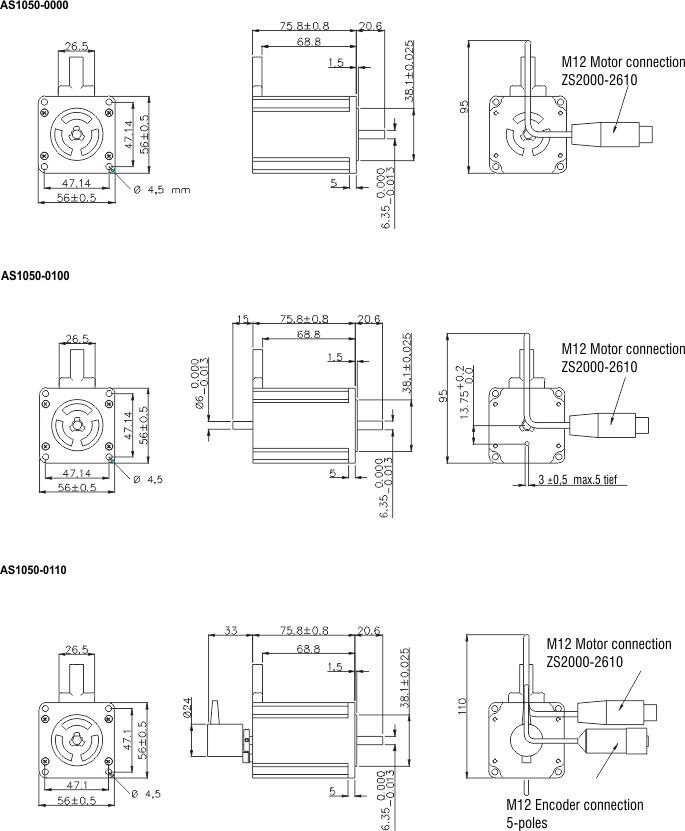 Dimensional drawing AS1050-0xxx 1: