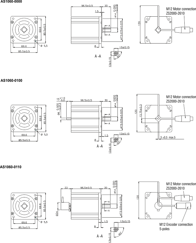 Dimensional drawing AS1060-0xxx  1: