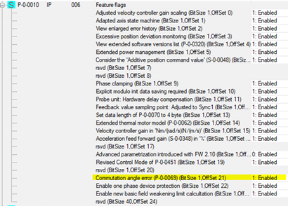 Associated settings in P-0-0010 1: