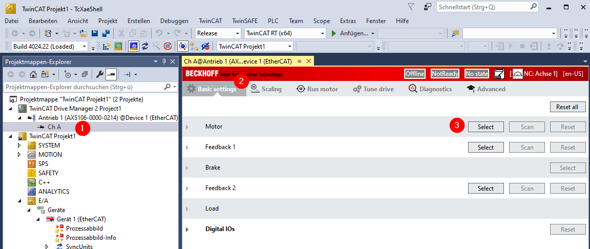 Selection and input of the data 1:
