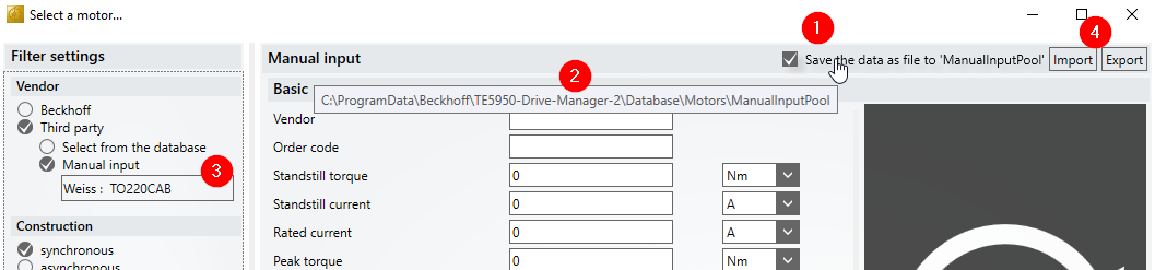 Selection and input of the data 9: