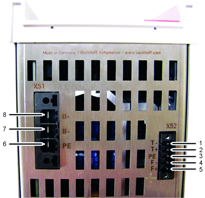 Pin strip assignment of X51 and X52 1: