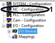 Create NC axis configuration 1: