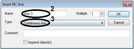 Create NC axis configuration 4: