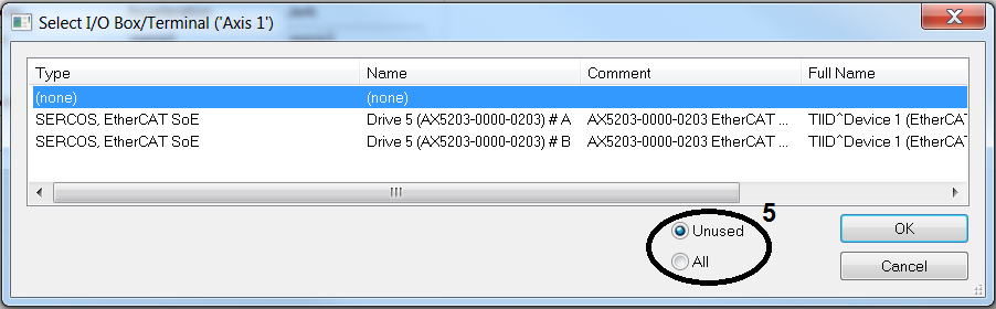 Create NC axis configuration 6: