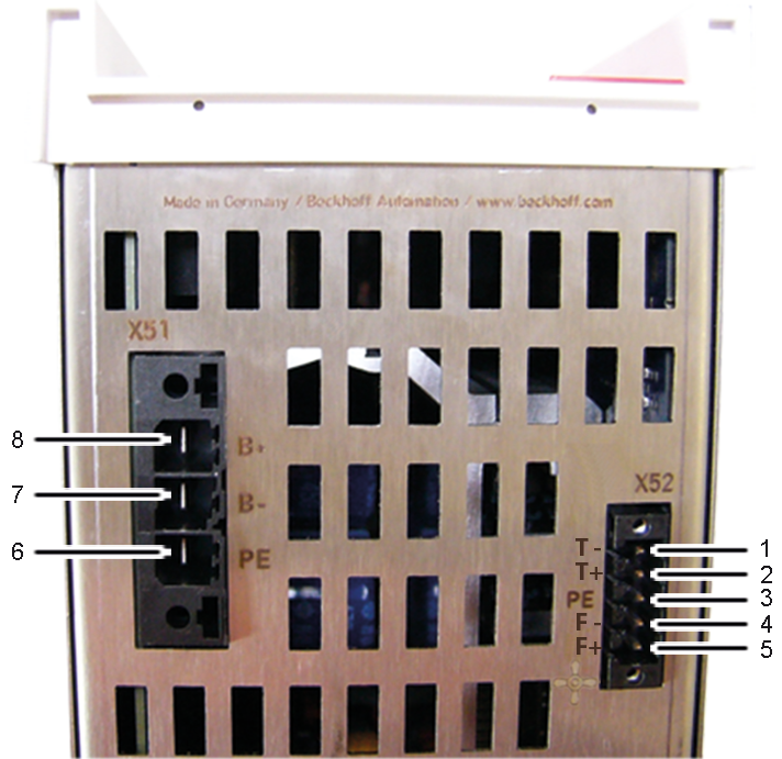 Pin strip assignment of X51 and X52 1: