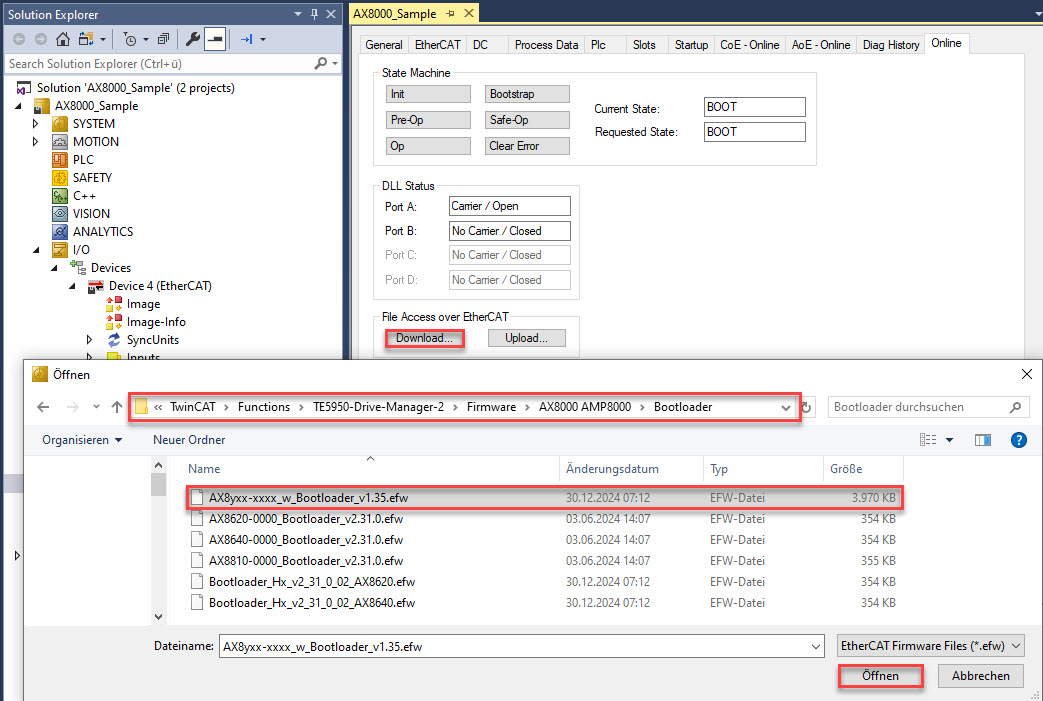 Firmware update / downgrade within firmware version V1.03–V1.06 5: