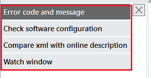 Selection options for AX86xx 1: