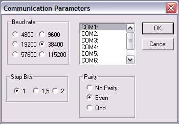 Program transfer via the serial interface 2: