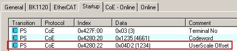 Configuration of KL terminals via EtherCAT 4: