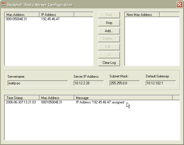 Addressing via Beckhoff BootP Server 5: