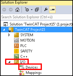 TwinCAT System Manager connection 1: