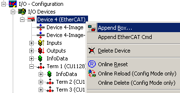 Configuration of the CU1128 in the TwinCAT System Manager 10:
