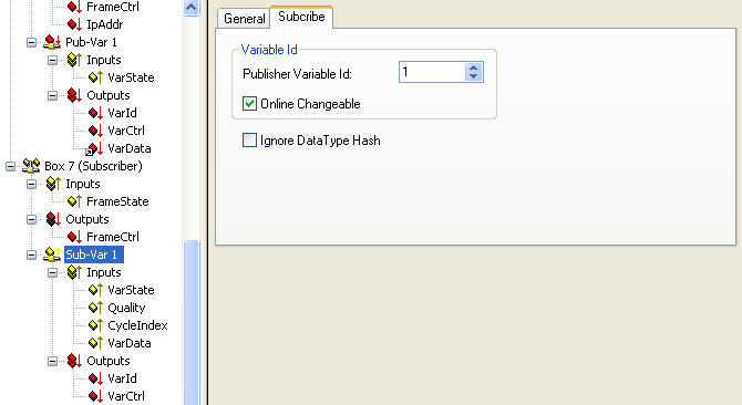 Beckhoff network variables - Settings 15: