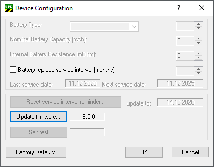 Device configuration dialog 1: