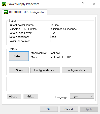 UPS configuration dialogs 1: