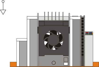 Installation positions with active cooling (fan): 2: