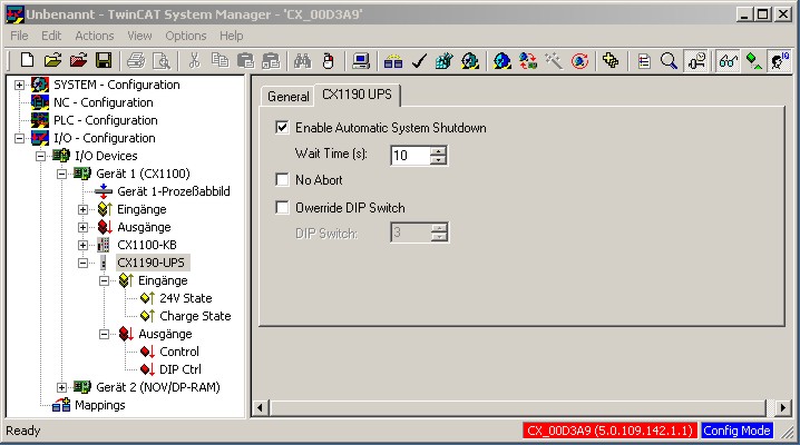 Settings in the System Manager 2: