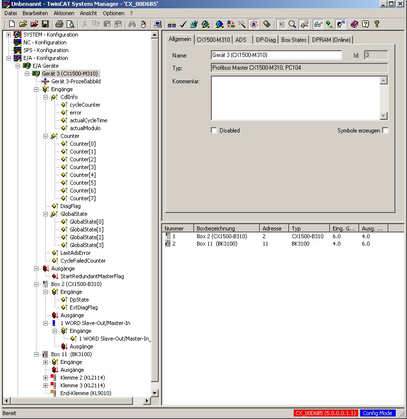 Startup of CX1500-M310 for Profibus 2: